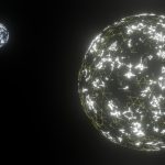 The Sun, Earth and Moon in space